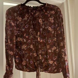 Velvet Heart  Burgundy Floral Smocked Top